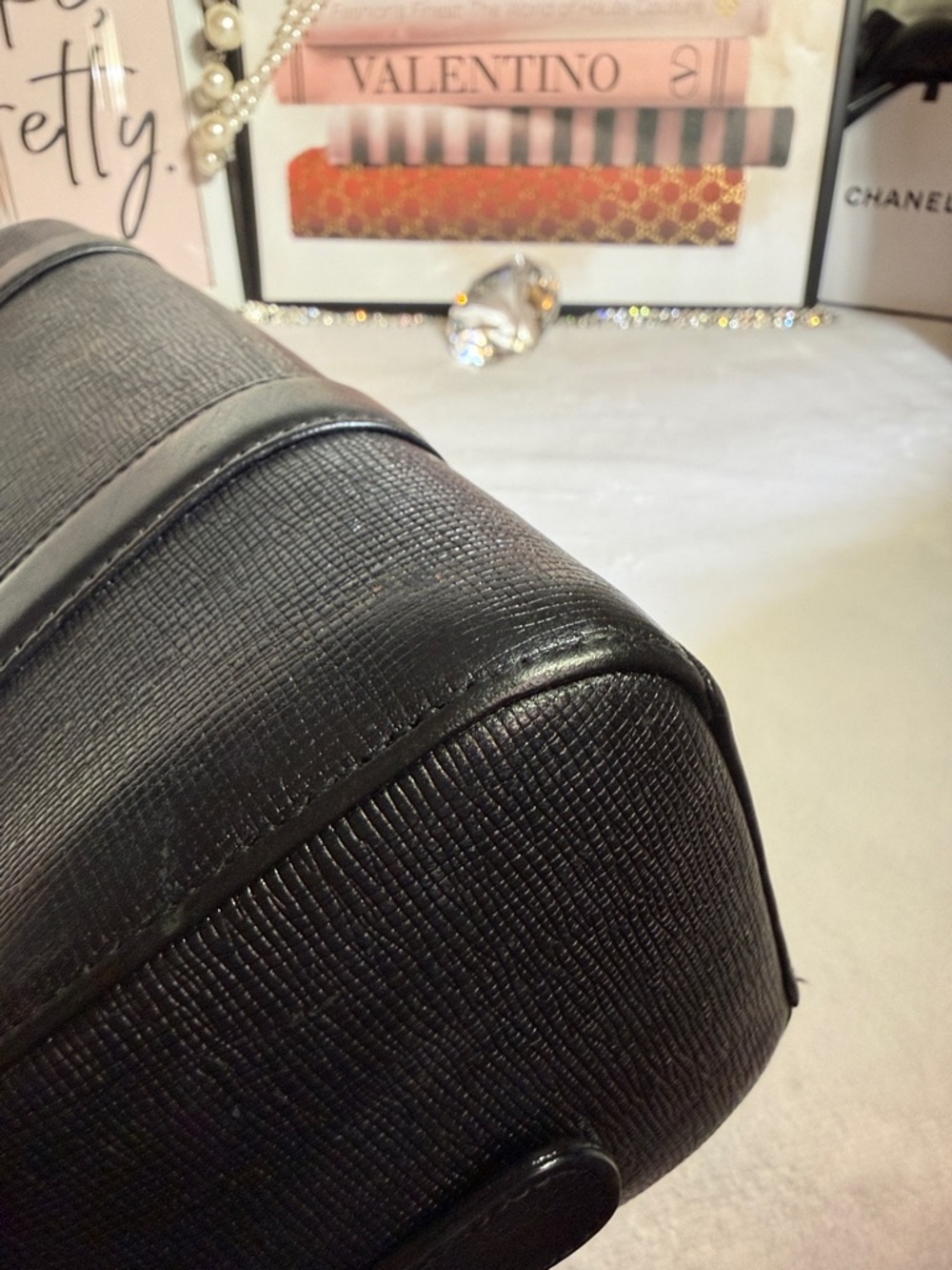 MCM Vintage Black Leather Boston Satchel Barrel Bag Made in Korea Authentic - Picture 10 of 17
